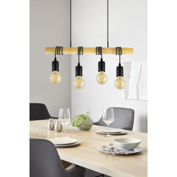 EGLO Leuchten Pendelleuchte TOWNSHEND 4x E27 Schwarz
