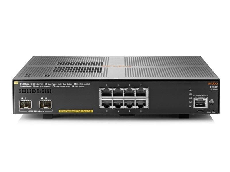 HPE Aruba Networking PoE+ Switch 2930F-8G-PoE+-2SFP+ 10 Port