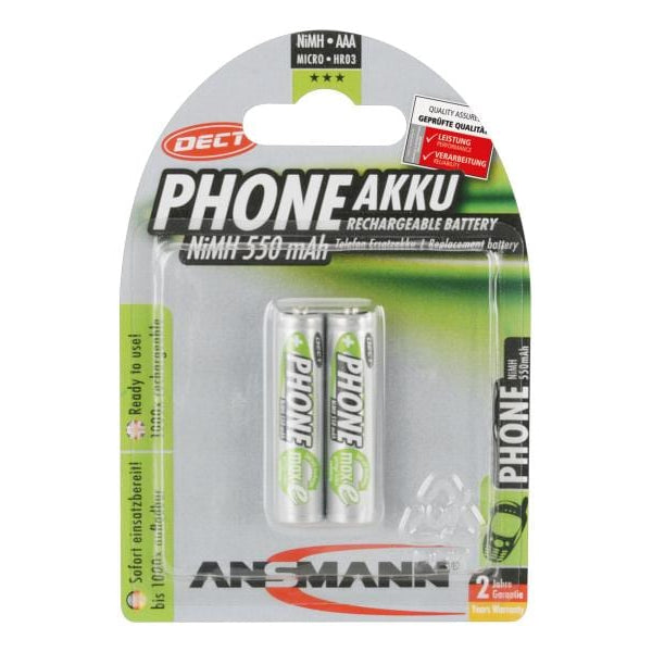 Ansmann Akku 2x AAA 550 mAh für DECT-Phones