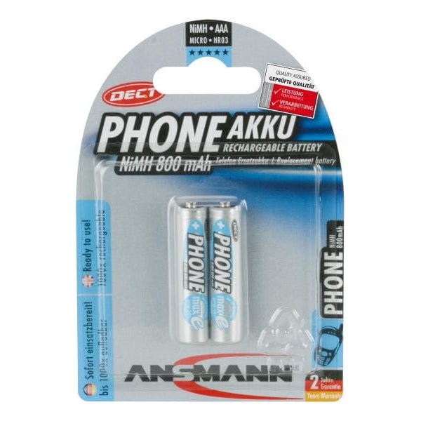 Ansmann Akku 2x AAA 800 mAh für DECT-Phones