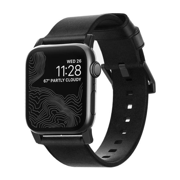 Nomad Lederarmband Modern Strap Apple Watch Schwarz/Schwarz