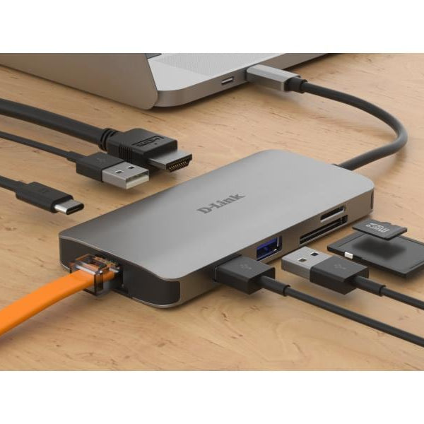 D-Link Dockingstation DUB-M810 USB/HDMI/RJ45/Kartenleser/USB‑C Lade