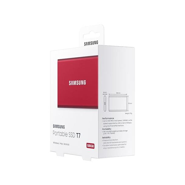 Samsung Externe SSD Portable T7 Non-Touch, 500 GB, Rot