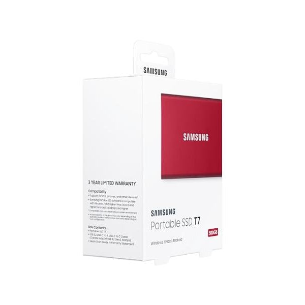 Samsung Externe SSD Portable T7 Non-Touch, 500 GB, Rot