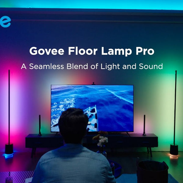 Govee Lyra RGBICWW Eck-Stehleuchte mit Lautsprecher, Grau