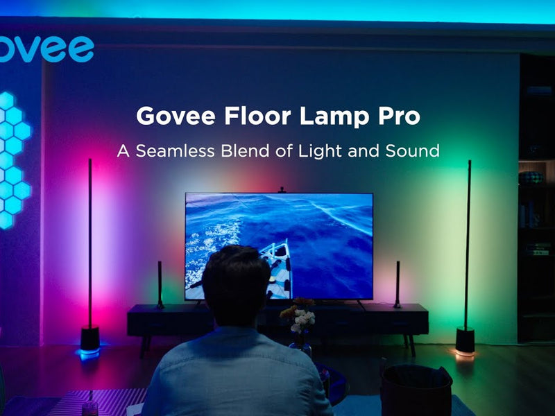 Govee Lyra RGBICWW Eck-Stehleuchte mit Lautsprecher, Grau