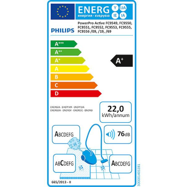 Philips Bodenstaubsauger PowerPro Active Blau