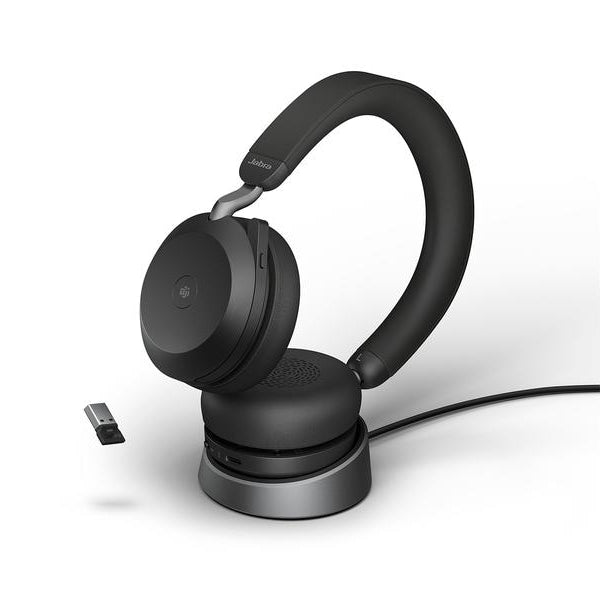 Jabra Headset Evolve2 75 Duo MS Schwarz, USB-A, inkl. Ladestation