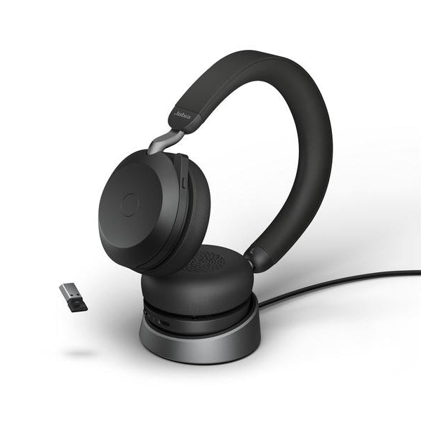 Jabra Headset Evolve2 75 Duo UC Schwarz, USB-A, inkl. Ladestation