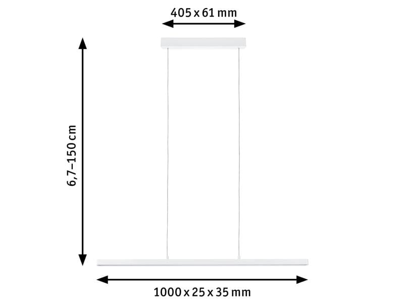 Paulmann Pendelleuchte Lento, 42 W, 2700 K, Weiss