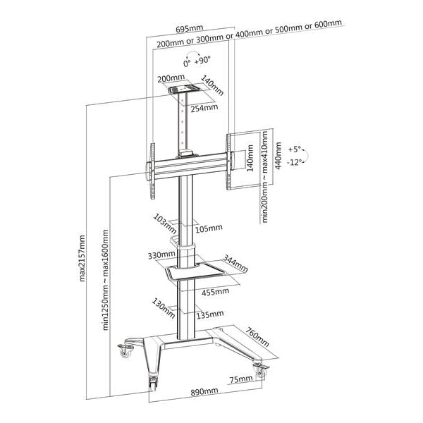 PureMounts TV-Trolley PDS-0003C PureMounts DS, Weiss