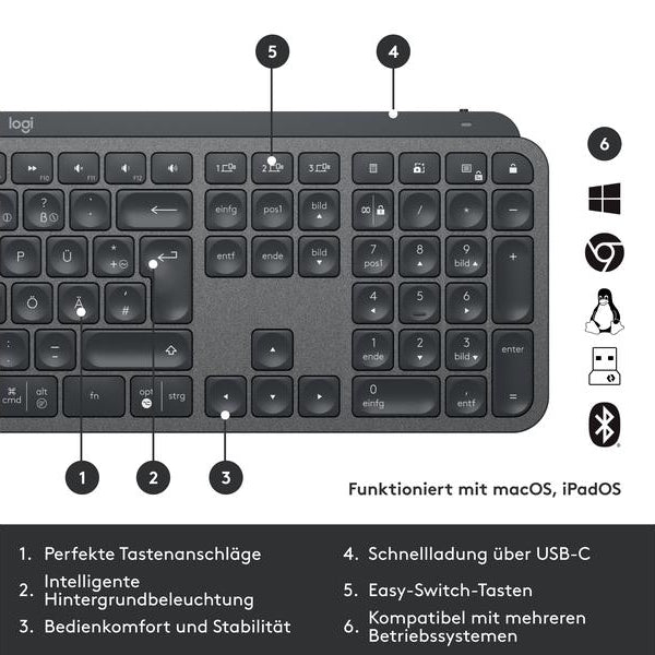 Logitech Tastatur-Maus-Set MX Keys Combo for Business 2. Gen