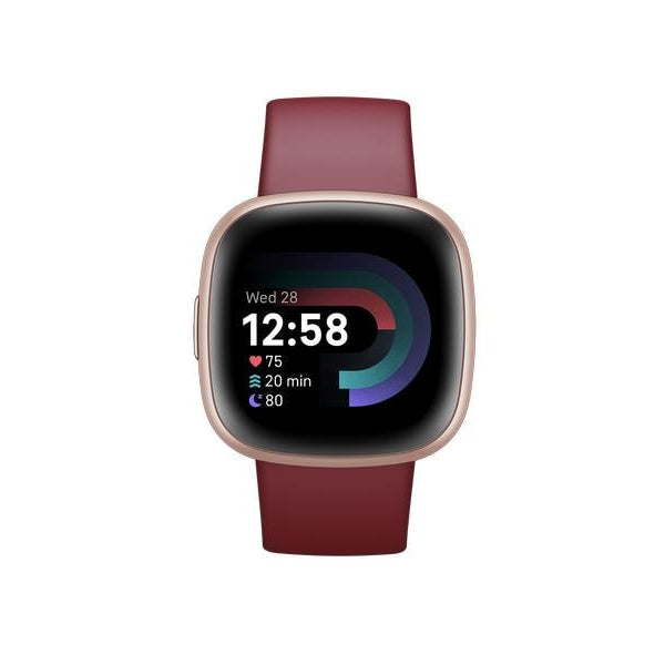 Fitbit GPS-Sportuhr Versa 4 Smartwatch Dunkelrot/Rosa