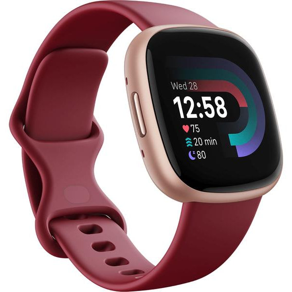 Fitbit GPS-Sportuhr Versa 4 Smartwatch Dunkelrot/Rosa