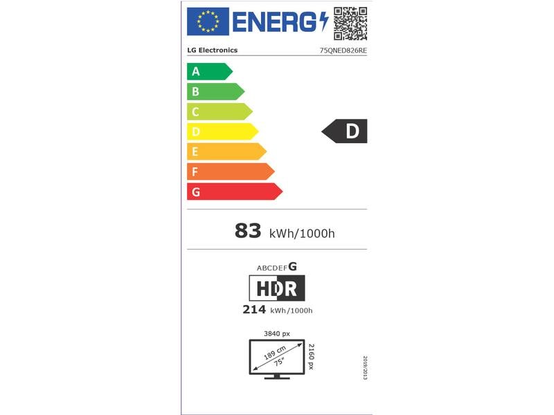 LG TV 75QNED826RE 75", 3840 x 2160 (Ultra HD 4K), LED-LCD