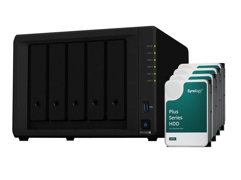 Synology NAS DiskStation DS1522+ 5-bay Synology Plus HDD 60 TB