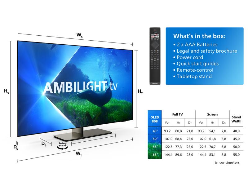 Philips TV 48OLED808/12 48", 3840 x 2160 (Ultra HD 4K), OLED