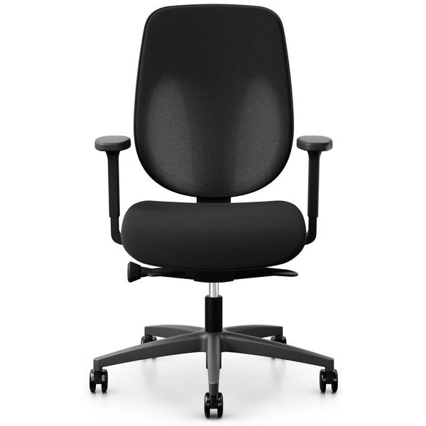 Giroflex Bürostuhl 353 mit Netzrücken und Armlehnen, Schwarz