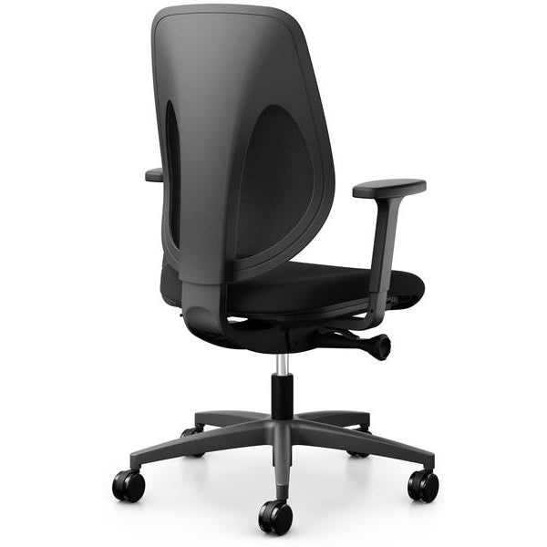 Giroflex Bürostuhl 353 mit Netzrücken und Armlehnen, Schwarz