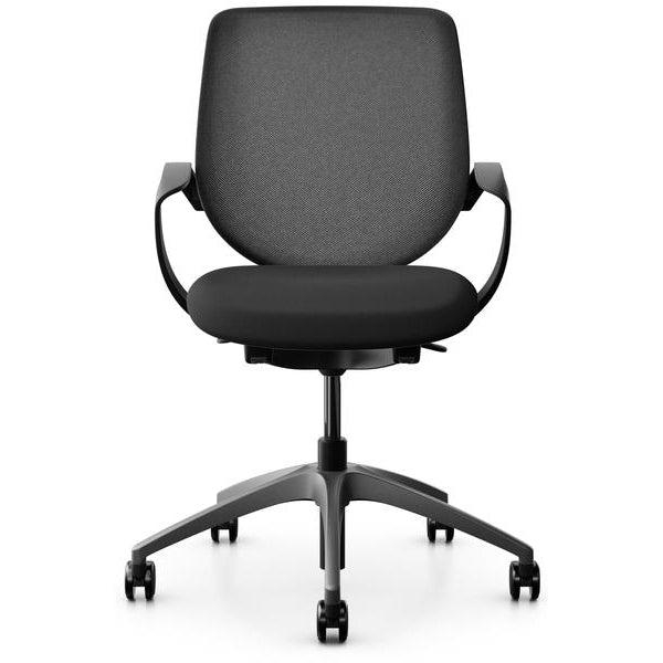 Giroflex Bürostuhl 313 mit Netzrücken und Armlehnen, Schwarz