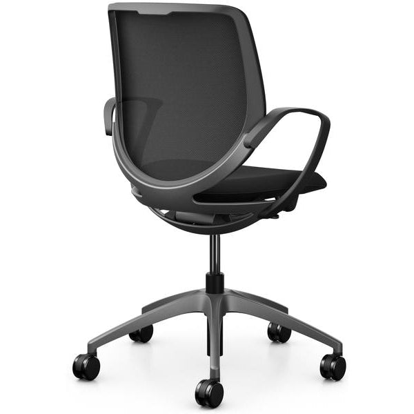 Giroflex Bürostuhl 313 mit Netzrücken und Armlehnen, Schwarz