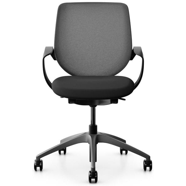 Giroflex Bürostuhl 313 mit Netzrücken und Armlehnen, Dunkelgrau