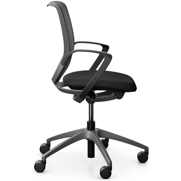 Giroflex Bürostuhl 313 mit Netzrücken und Armlehnen, Dunkelgrau