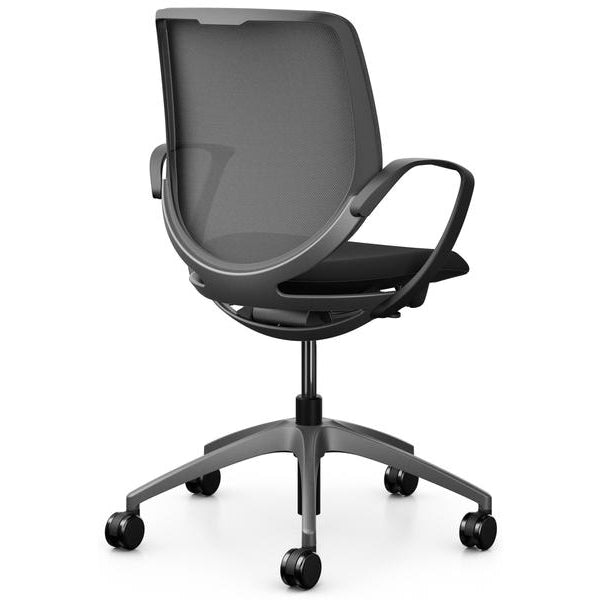 Giroflex Bürostuhl 313 mit Netzrücken und Armlehnen, Dunkelgrau