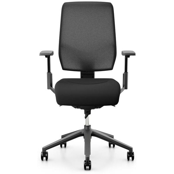 Giroflex Bürostuhl 68 mit Netzrücken und Armlehnen, Schwarz