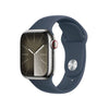 Apple Watch Series 9 GPS + Cellular (Edelstahl Silber) - 41mm - Sportarmband M/L Sturmblau
