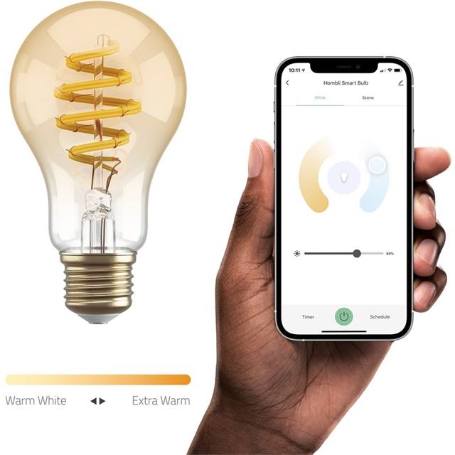 Hombli Smart Bulb Amber, Filament, 5.5W, E27, A60, klar