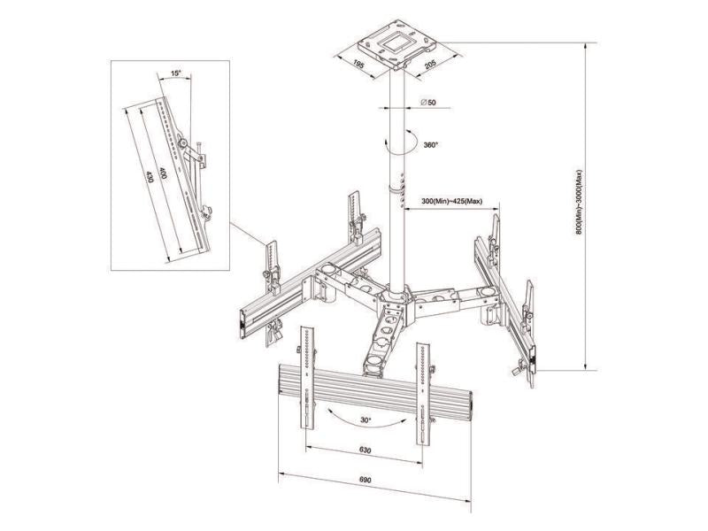 Multibrackets Deckenhalterung MBC3U Professional