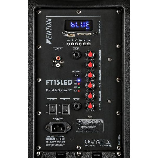 Fenton Lautsprecher FT15LED Aktiv Trolley-Speaker