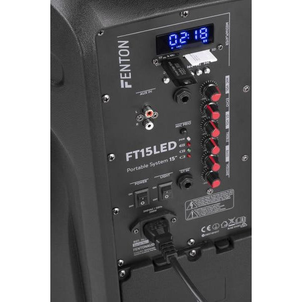 Fenton Lautsprecher FT15LED Aktiv Trolley-Speaker