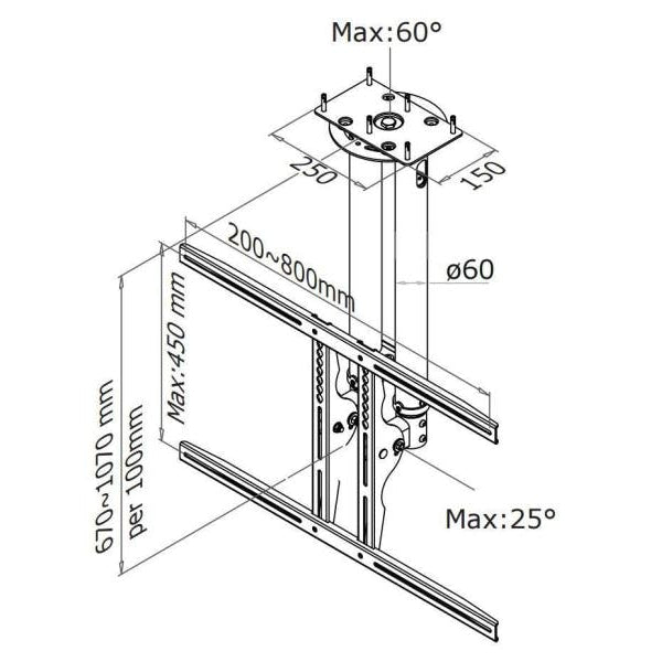 Neomounts by NewStar Deckenhalterung PLASMA-C100 Schwarz