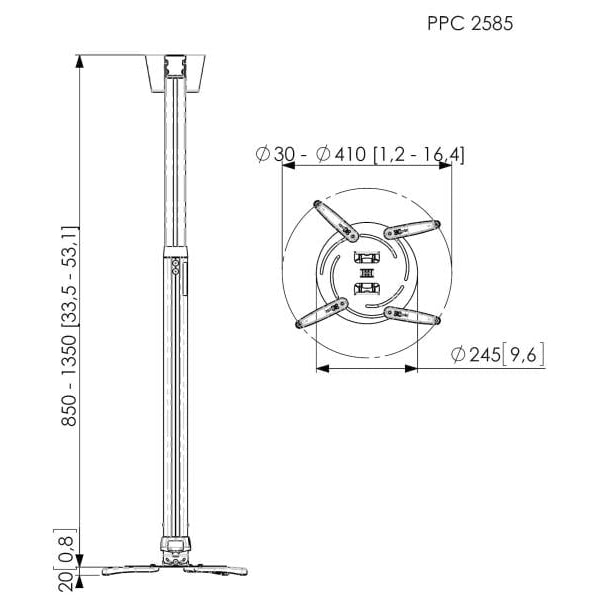 Vogel's Deckenhalterung PPC 2585 Silber