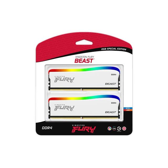 Kingston Fury Beast RGB SE, DDR4, 32GB (2 x 16GB), 3600MHz - weiss