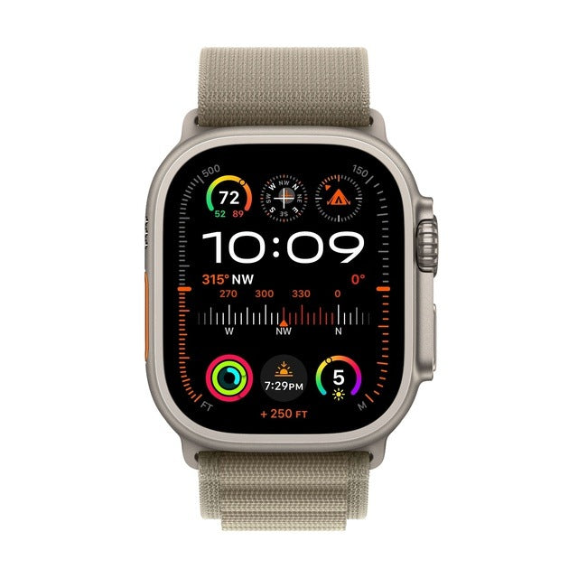 Apple Watch Ultra 2 GPS + Cellular (Titan Silbergrau) - 49mm - Alpine Loop Small Olive