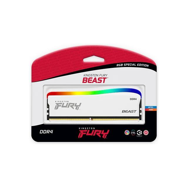 Kingston Fury Beast RGB SE, DDR4, 8GB (1 x 8GB), 3200MHz - weiss