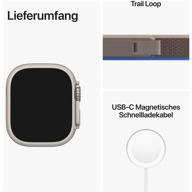 Apple Watch Ultra GPS + Cellular (Titan) beige - 49mm - Trail Loop M/L blau/grau - redrow.ch