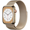 Apple Watch Series 8 GPS + Cellular (Edelstahl) gold - 45mm - Milanaise-Armband gold - redrow.ch
