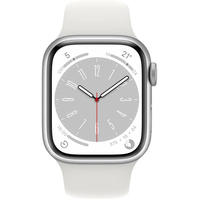 Apple Watch Series 8 GPS (Aluminium) silber - 41mm - Sportarmband weiss - redrow.ch