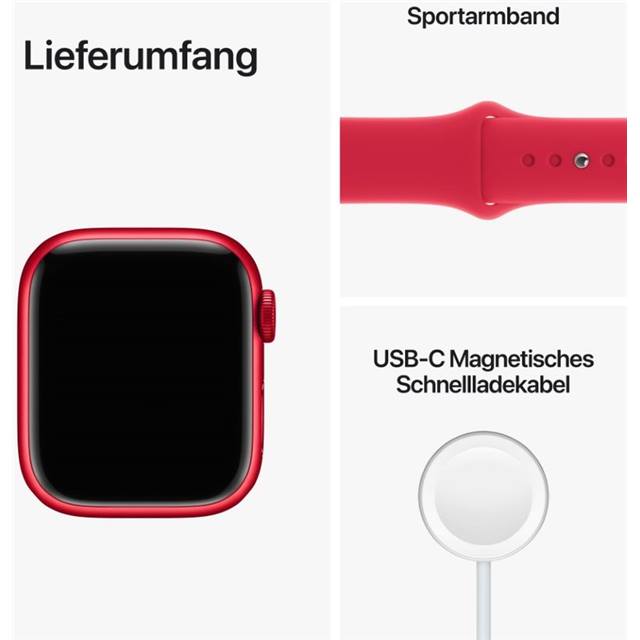 Apple Watch Series 8 GPS (Aluminium) rot - 41mm - Sportarmband rot - redrow.ch