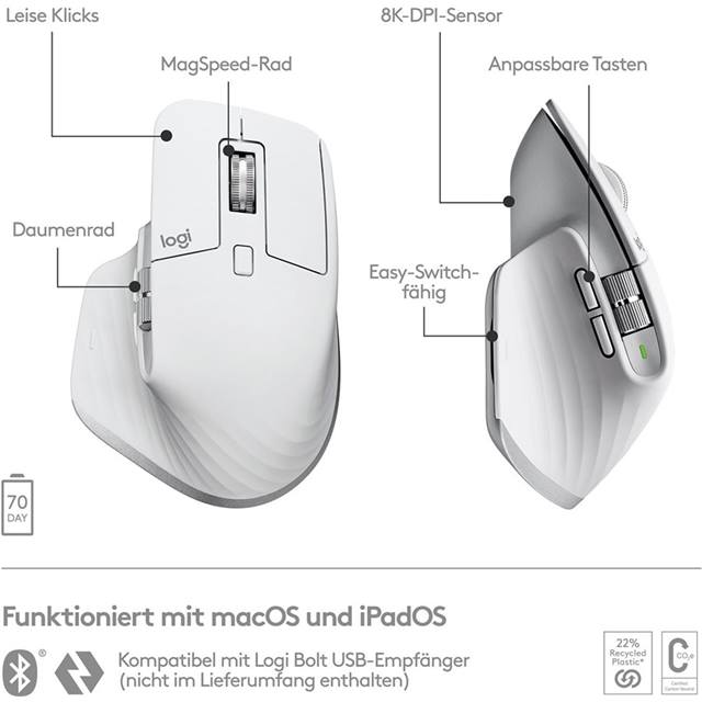 Logitech Maus MX Master 3S for Mac pale grey