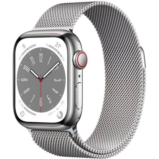 Apple Watch Series 8 GPS + Cellular (Edelstahl) silber - 41mm - Milanaise-Armband silber - redrow.ch