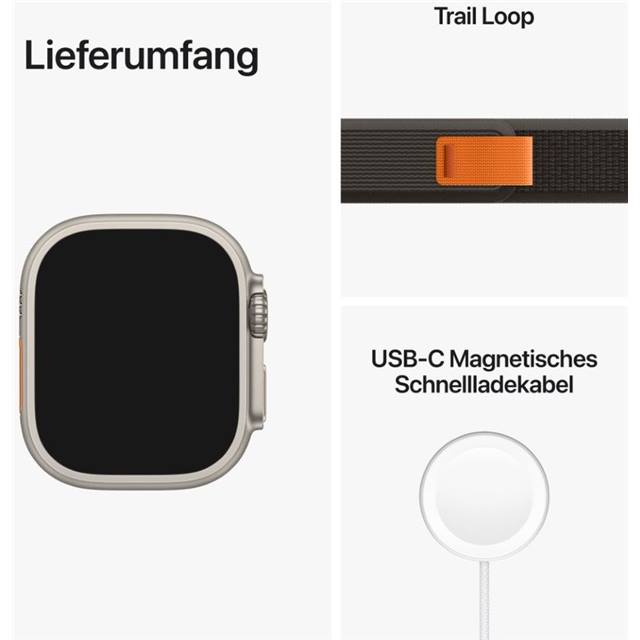 Apple Watch Ultra GPS + Cellular (Titan) beige - 49mm - Trail Loop S/M schwarz - redrow.ch