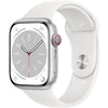 Apple Watch Series 8 GPS + Cellular (Aluminium) silber - 45mm - Sportarmband weiss - redrow.ch