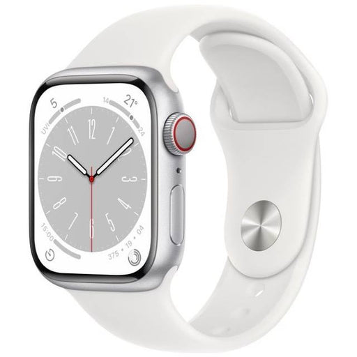 Apple Watch Series 8 GPS + Cellular (Aluminium) silber - 41mm - Sportarmband weiss - redrow.ch