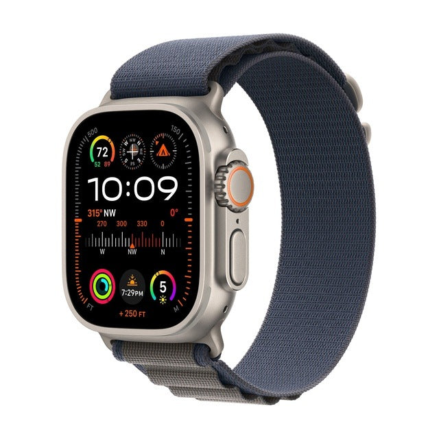 Apple Watch Ultra 2 GPS + Cellular (Titan Silbergrau) - 49mm - Alpine Loop Large Blau