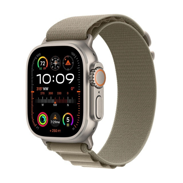 Apple Watch Ultra 2 GPS + Cellular (Titan Silbergrau) - 49mm - Alpine Loop Small Olive